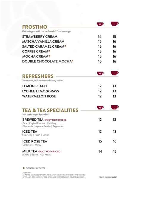 Costa Coffee Menu Malaysia Prices Updated 2024