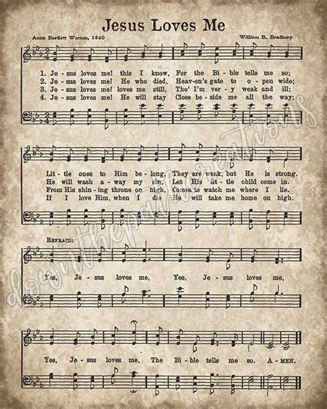 Jesus Loves Me Printable Vintage Hymn Sheet Music Print - Etsy | Hymn ...