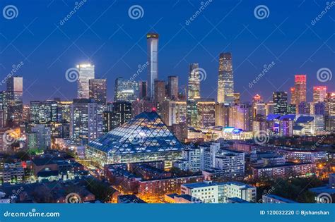 Beijing CBD Skyline Night View Editorial Image - Image of abstract ...