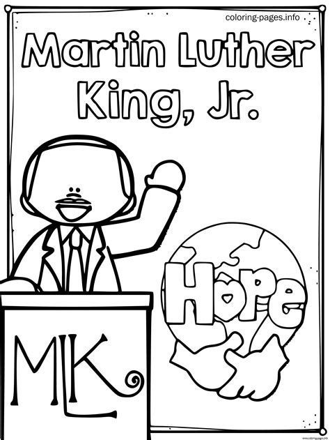 Martin King Jr Day Hope Coloring page Printable