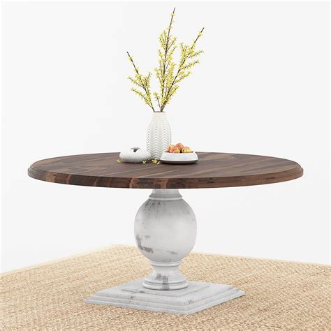 Illinois Solid Wood Rustic Large 72" Round Dining Table For 8 People