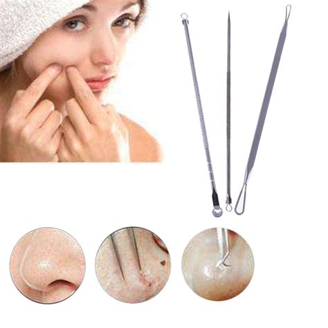 3pcs Acne Needle Pimples Black Head Removal Tool Pointed Head Face Care Tools Blackhead Comedone ...