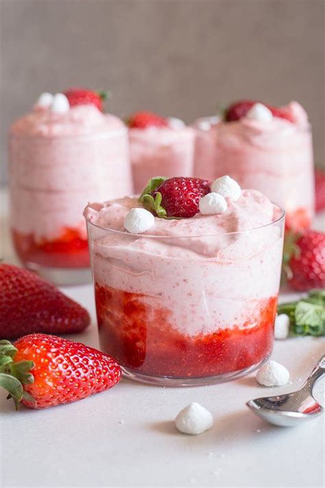 This Easy Fresh Strawberry Mousse is made with only 3 ingredients, no gelatin and no bake.… in ...