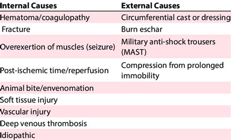 Causes of Acute Compartment Syndrome | Download Scientific Diagram