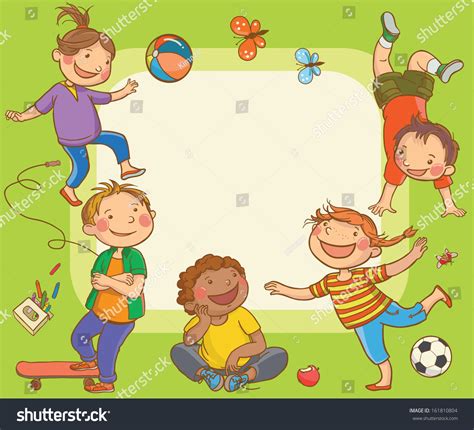 Kids Jumping Around Placard Children Sport Stock Vector (Royalty Free ...