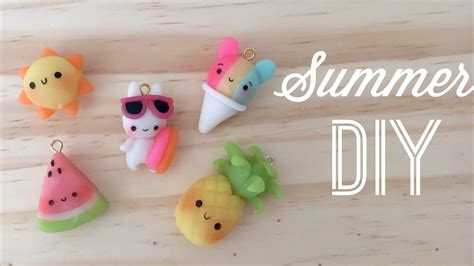 Kawaii Polymer Clay Tutorial - DIY Cute Summer Charms - YouTube