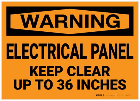 Warning: Electrical Panel - Keep Clear up to 36 Inches - Label