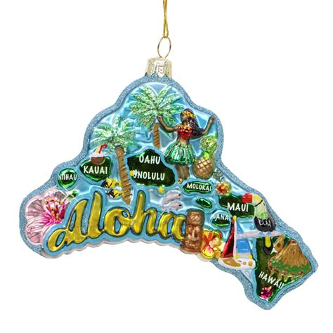 Hawaii Christmas Ornament Islands Glass 5 Inches