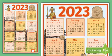 FREE! - Mayan Themed 2023 Wall Calendar (teacher made)