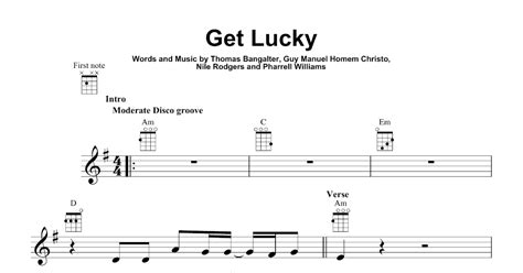 Get Lucky Sheet Music Direct | SONG LYRICS PRANK COLLECTION