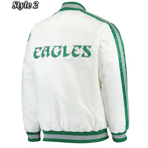 Starter Satin Throwback D-Line Philadelphia Eagles White Jacket ...