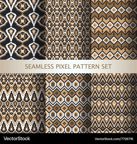 Collection of pixel colorful seamless patterns Vector Image