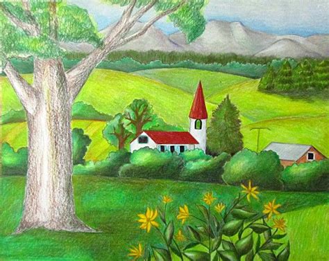 Spring Landscape Drawing at PaintingValley.com | Explore collection of Spring Landscape Drawing