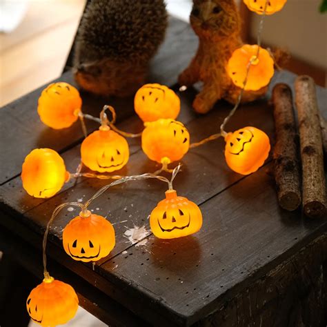 1m 10 LED Pumpkin String Lights Halloween Decoration Lights Warm White ...