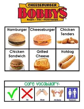 Cheeseburger Bobby's - Simplified Menu by Surviving and Thriving in SPED