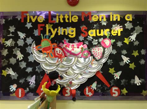 Number rhyme display - 5 Little Men in a Flying Saucer. Nursery Display Boards, Classroom ...