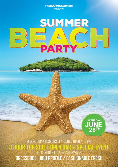 Beach Summer Party Flyer PSD Template | FreedownloadPSD.com