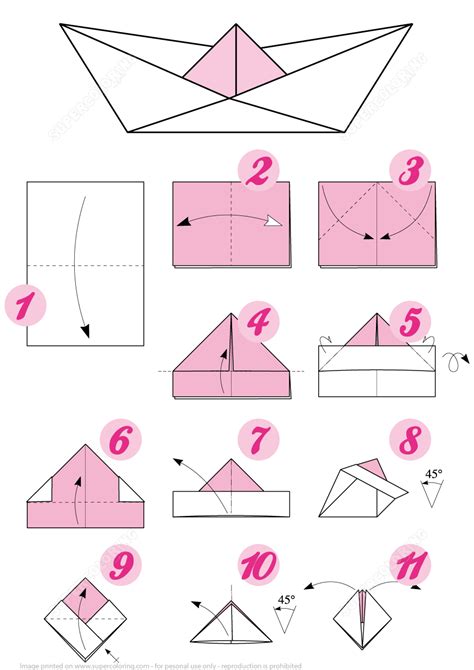 Origami Boat Instructions | Super Coloring | Origami boat instructions ...