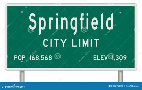 Springfield Missouri Road Sign Showing Population and Elevation Stock Illustration ...