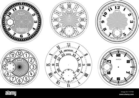 Clock face blank set isolated on white background. Vector watch design ...