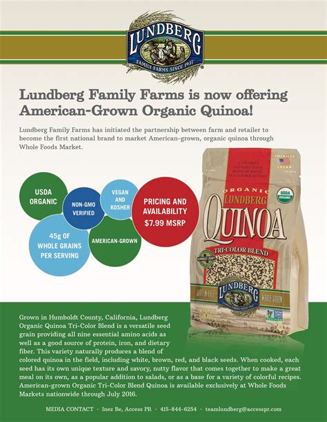 New Product Fact Sheet - Lundberg Family Farms on Behance