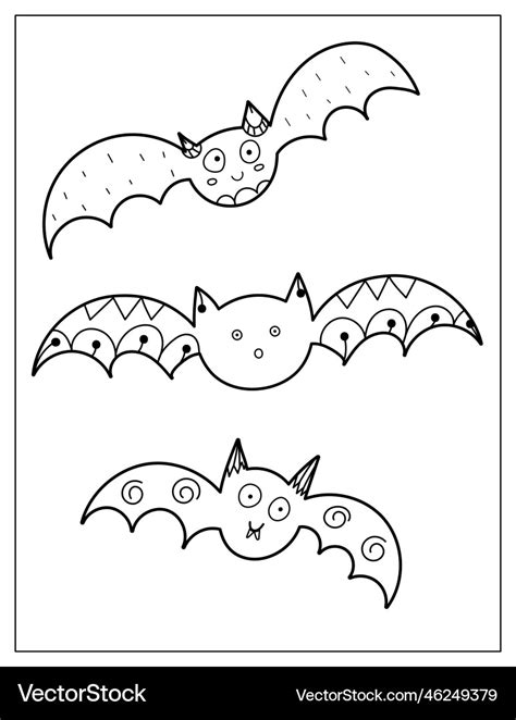 Halloween coloring page with cute bats spooky Vector Image