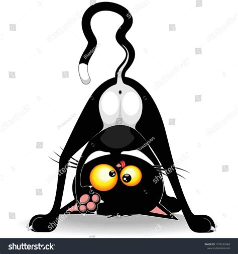 Cat Upside Down Funny Cartoon Character Stock Vector (Royalty Free ...