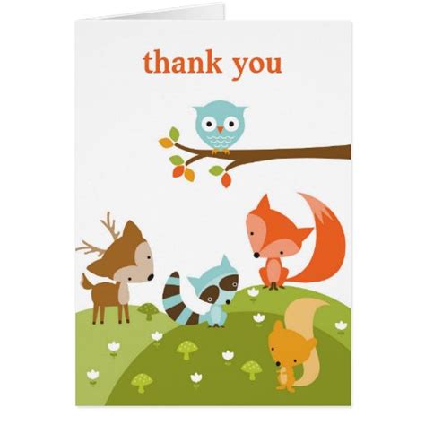 Cute Woodland Animal Thank You Cards | Zazzle