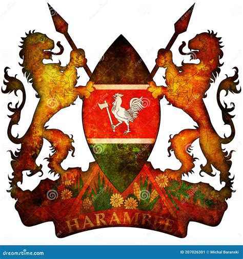 Kenya coat of arms stock illustration. Illustration of grunge - 207026301