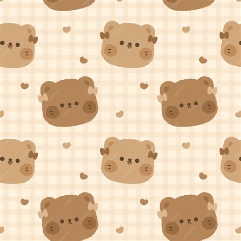 Premium Vector | Cute teddy bear choco seamless pattern kawaii wallpaper