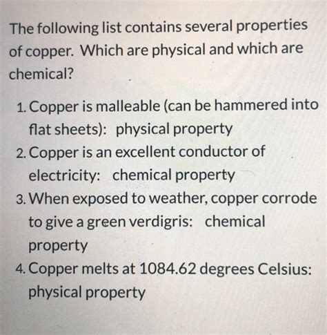 Solved The following list contains several properties of | Chegg.com