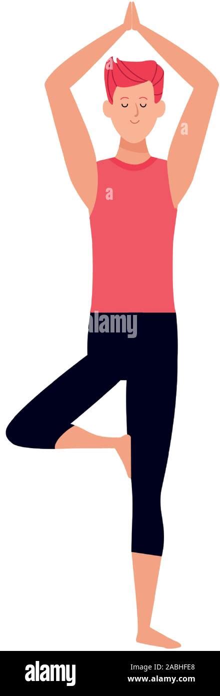 Yoga tree pose cartoon Stock Vector Images - Alamy