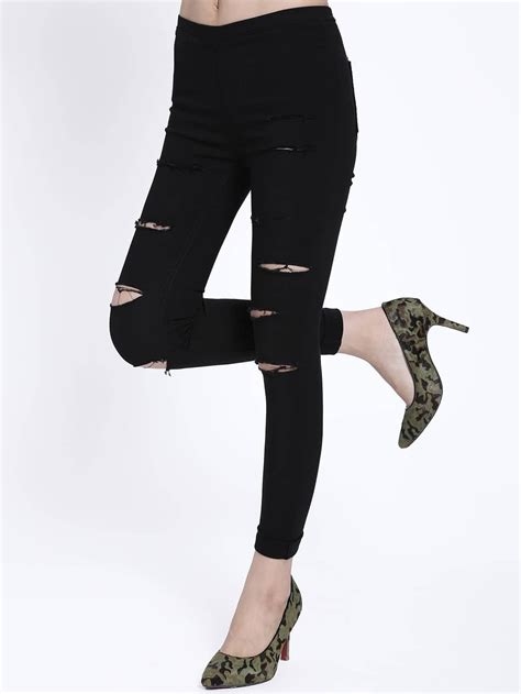 Black Skinny Cut-out Leggings -SHEIN(SHEINSIDE)