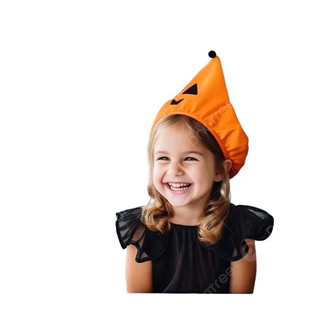 Little Girl On Halloween In A Pumpkin Costume At Home In The Kitchen, Costume Party, Halloween ...