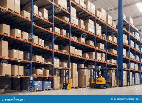 Industrial Warehouse, Shelving with Boxes. Generative AI Stock ...