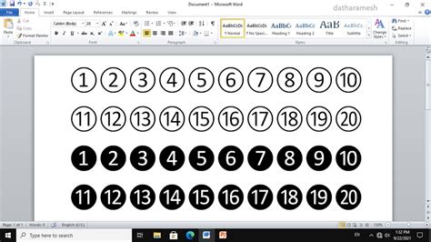 How to Insert Circled Numbers In MS Word - YouTube