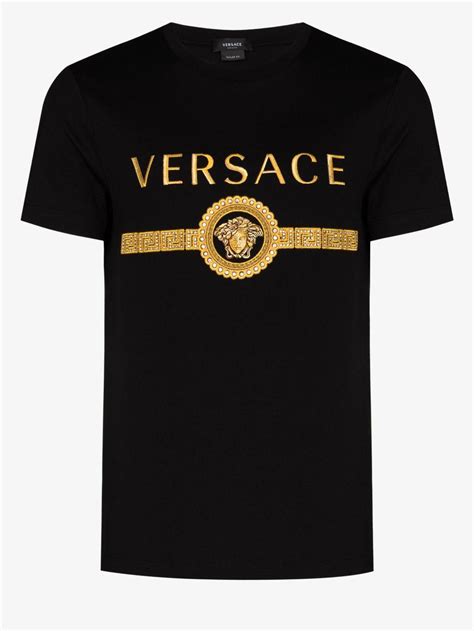 Versace Logo Print Cotton T-shirt in Black for Men - Lyst