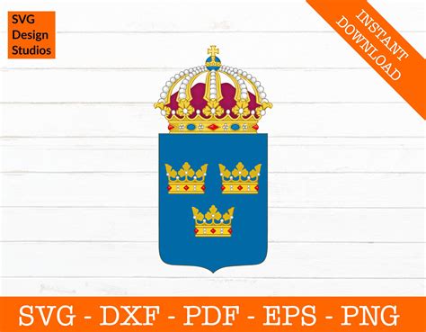 Sweden Svg Swedish Flag Svg Badge Seal Coat of Arms Cut - Etsy