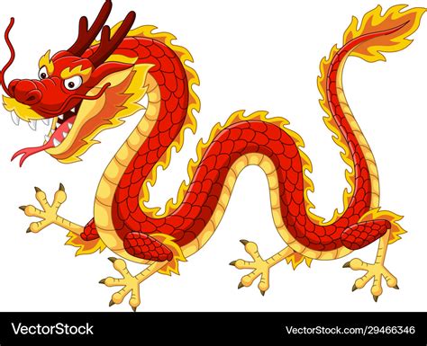 Cartoon red chinese dragon flying Royalty Free Vector Image