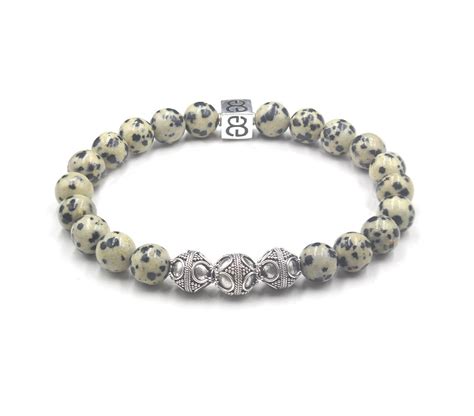 Dalmatian Stone Bracelet Men's Bead Bracelet Bracelet - Etsy