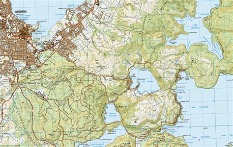 Topographic map of the landscape southeast of Lake Rotorua (NZ Topo Map ...