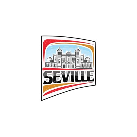 Premium Vector | Seville skyline landmark flag sticker emblem badge travel souvenir illustration