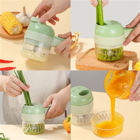 Multifunctional 4 In1 Electric Vegetable Cutter Slicer Garlic Mud Masher Garlic Chopper Cutting ...