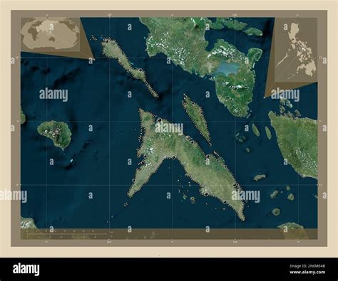 Masbate, province of Philippines. High resolution satellite map. Locations of major cities of ...