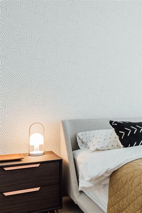 Modern geometric wallpaper in the bedroom | City Home Collective ...