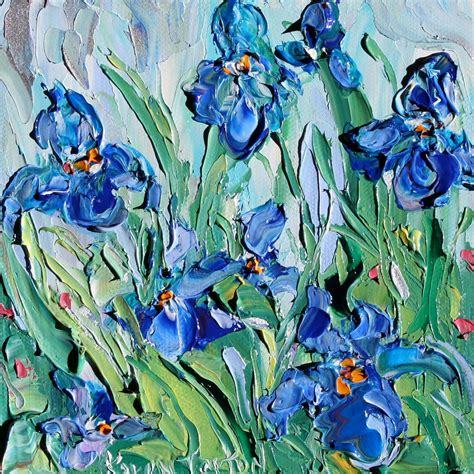 Original oil painting Blue Iris impressionism by Karensfineart