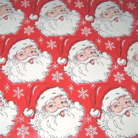 Vintage Red Christmas Wrapping Paper or Gift Wrap with Jolly