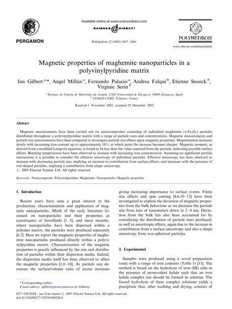 (PDF) Magnetic properties of maghemite nanoparticles in a ...