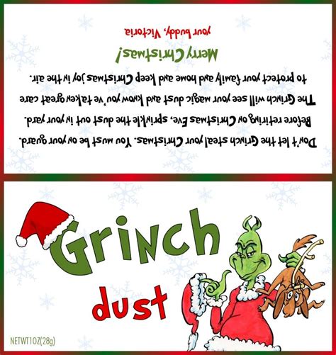 Grinch+Dust+Printable+Label Preschool Christmas Party, Grinch Christmas ...