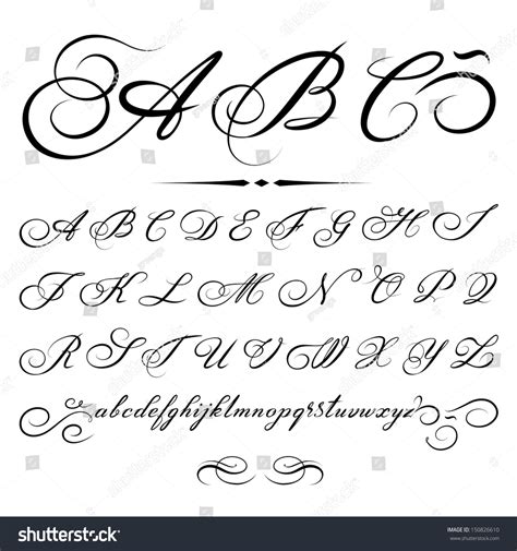 Vector Hand Drawn Calligraphic Alphabet Based Stock Vector (Royalty ...